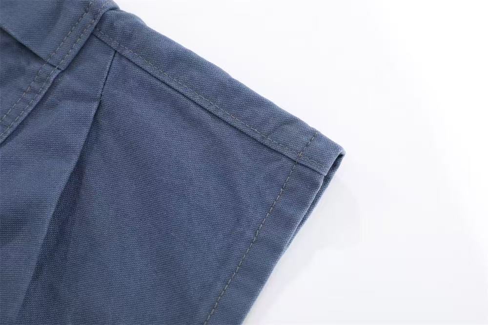 Distressed Vintage Wide-Leg Cargo Jorts