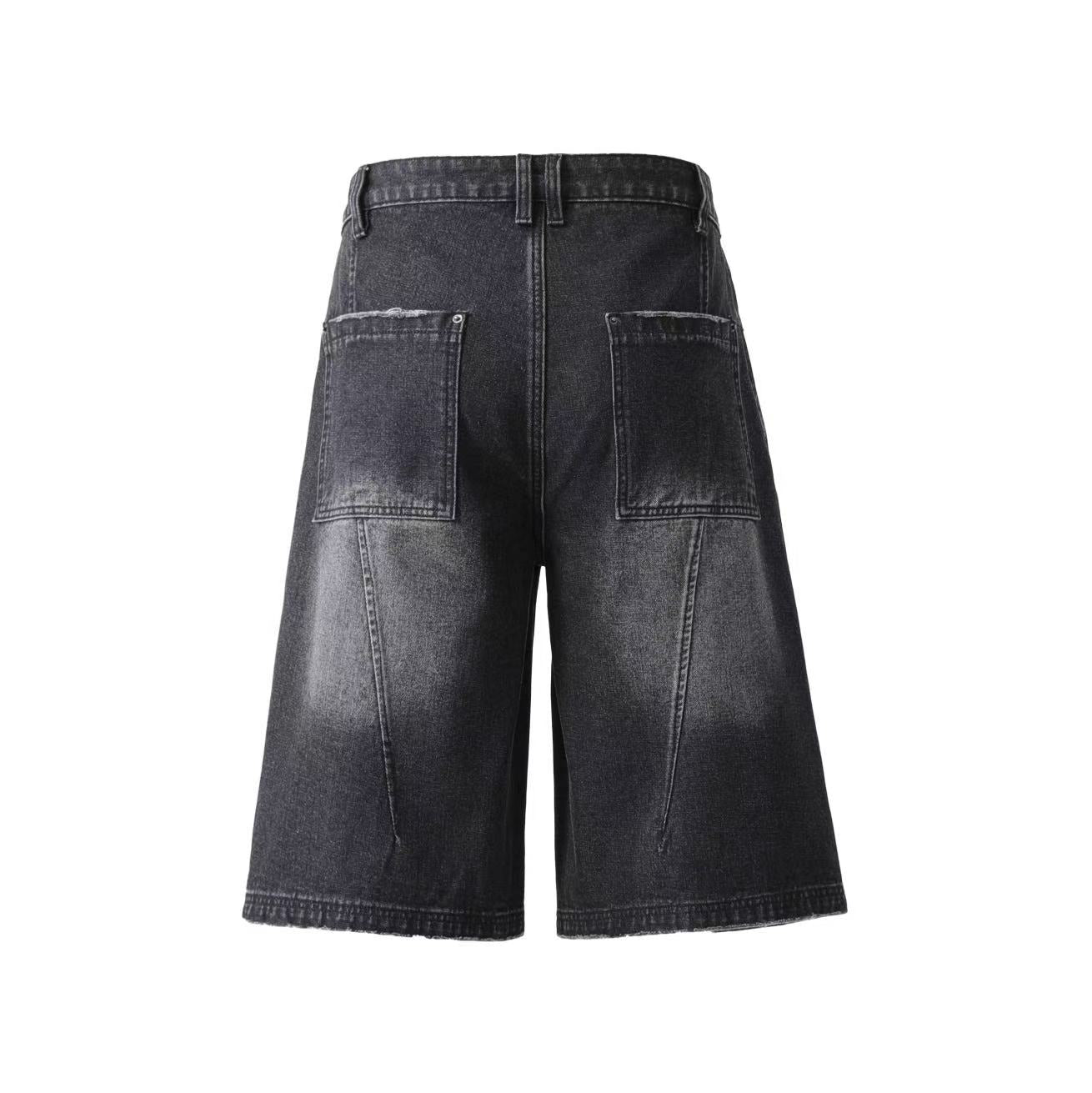 Distressed Washed Wide-Leg Jorts