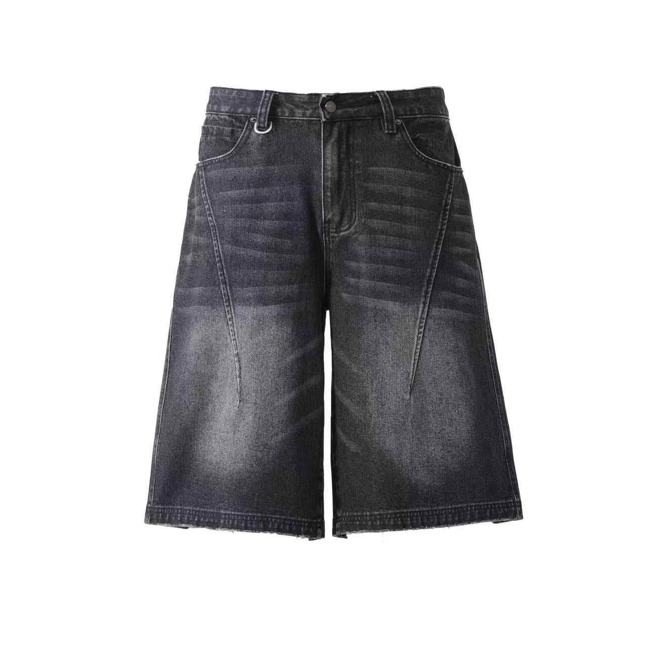 Distressed Washed Wide-Leg Jorts