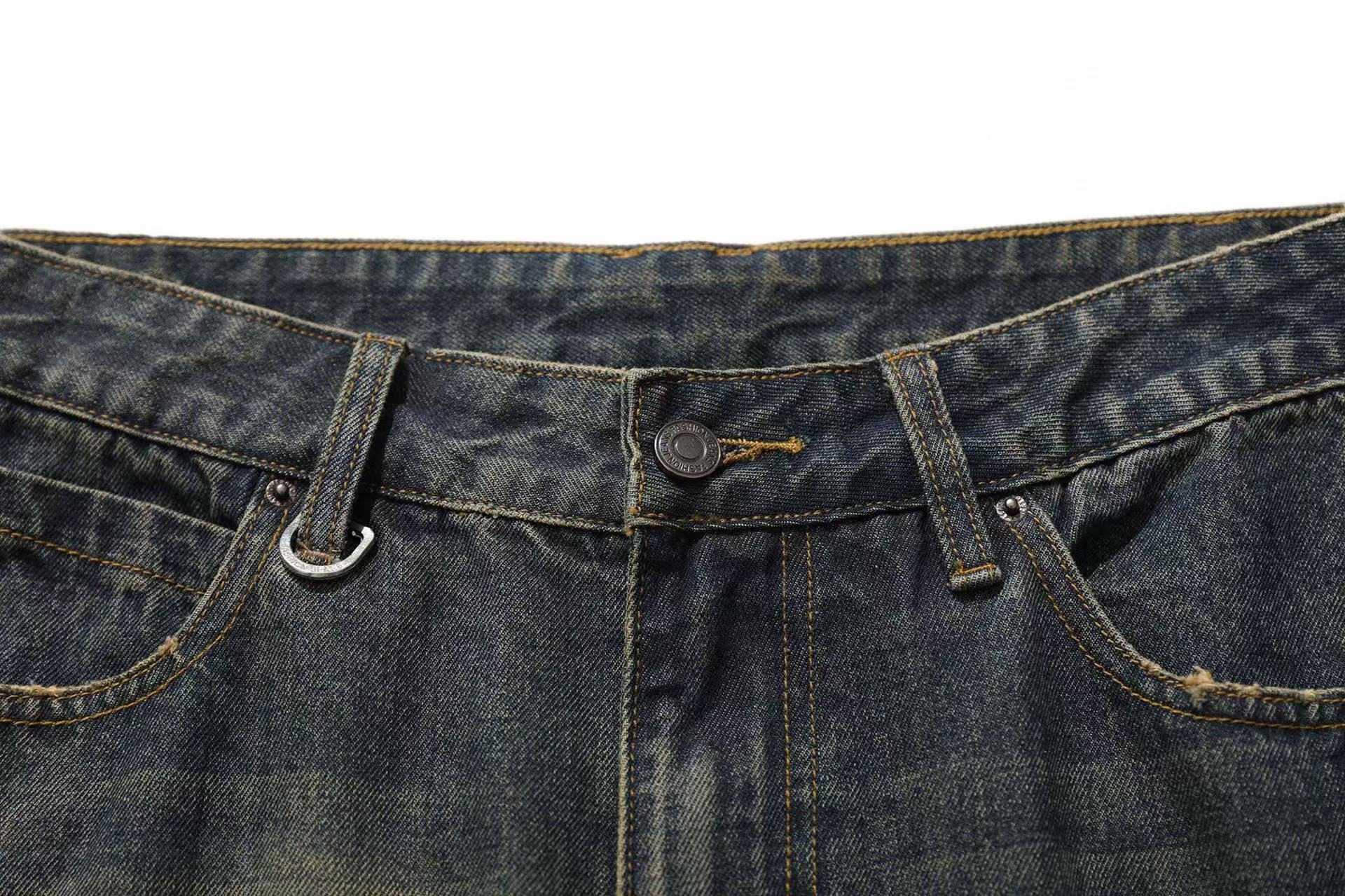 Distressed Washed Wide-Leg Jorts