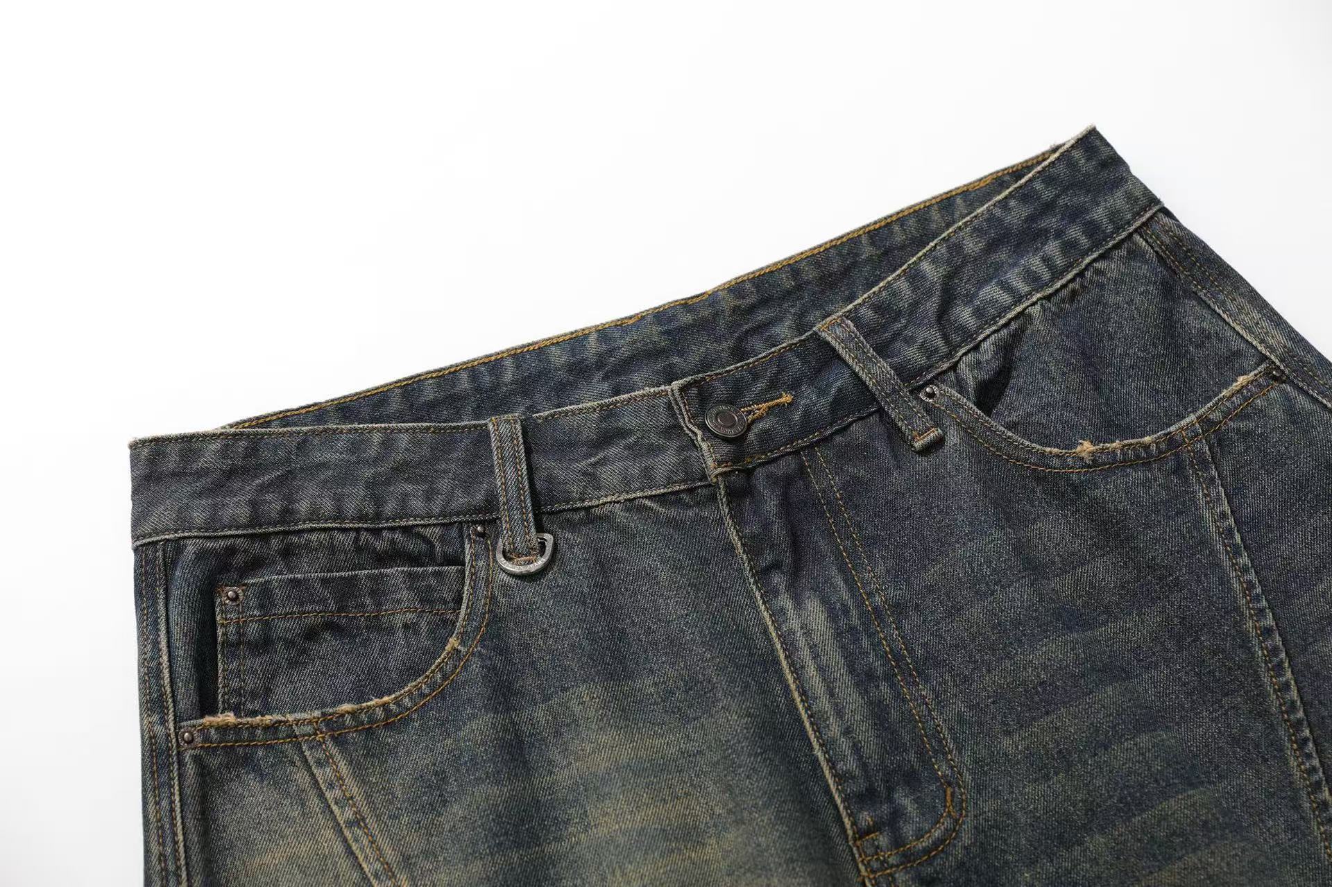 Distressed Washed Wide-Leg Jorts