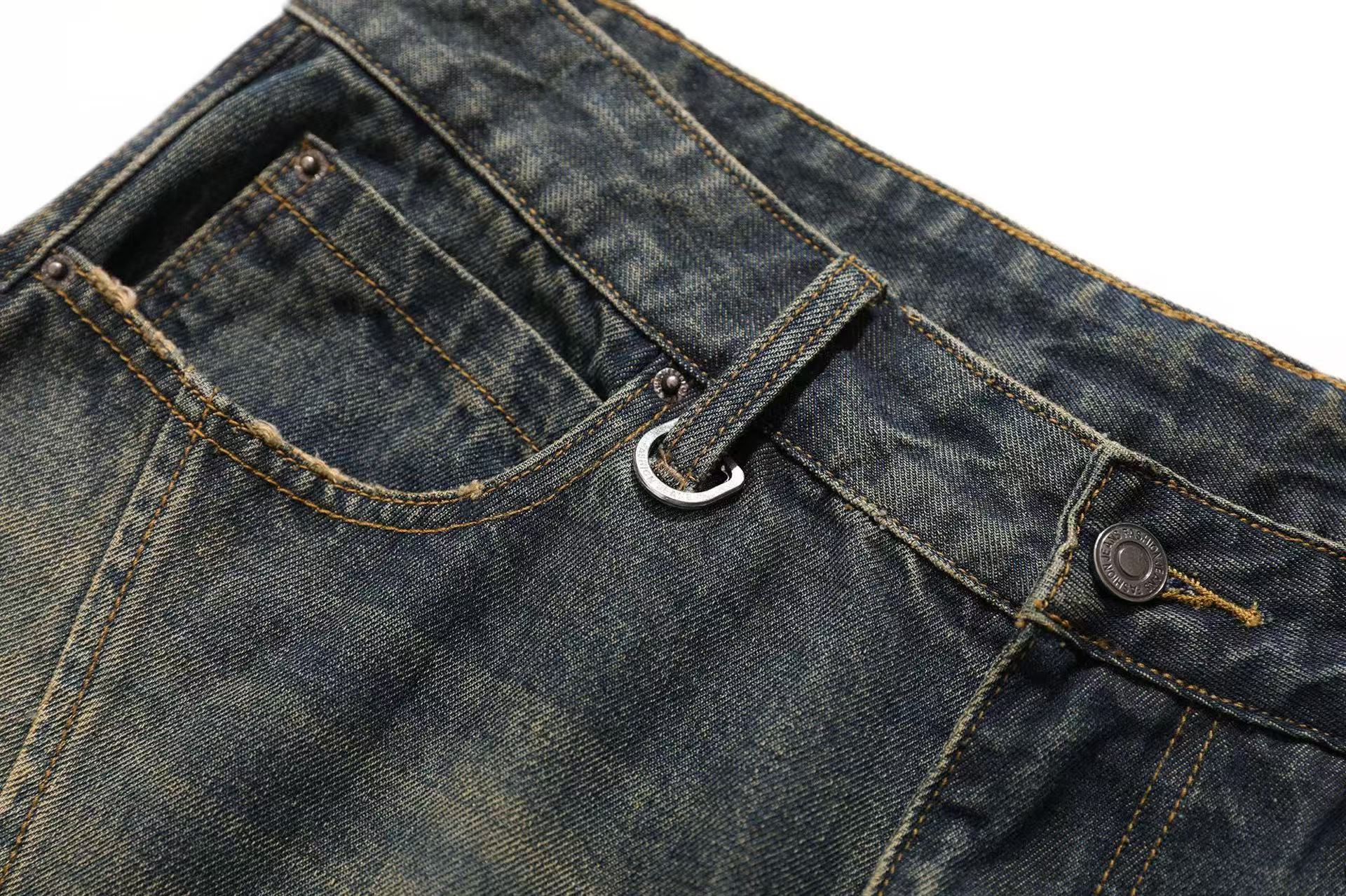 Distressed Washed Wide-Leg Jorts