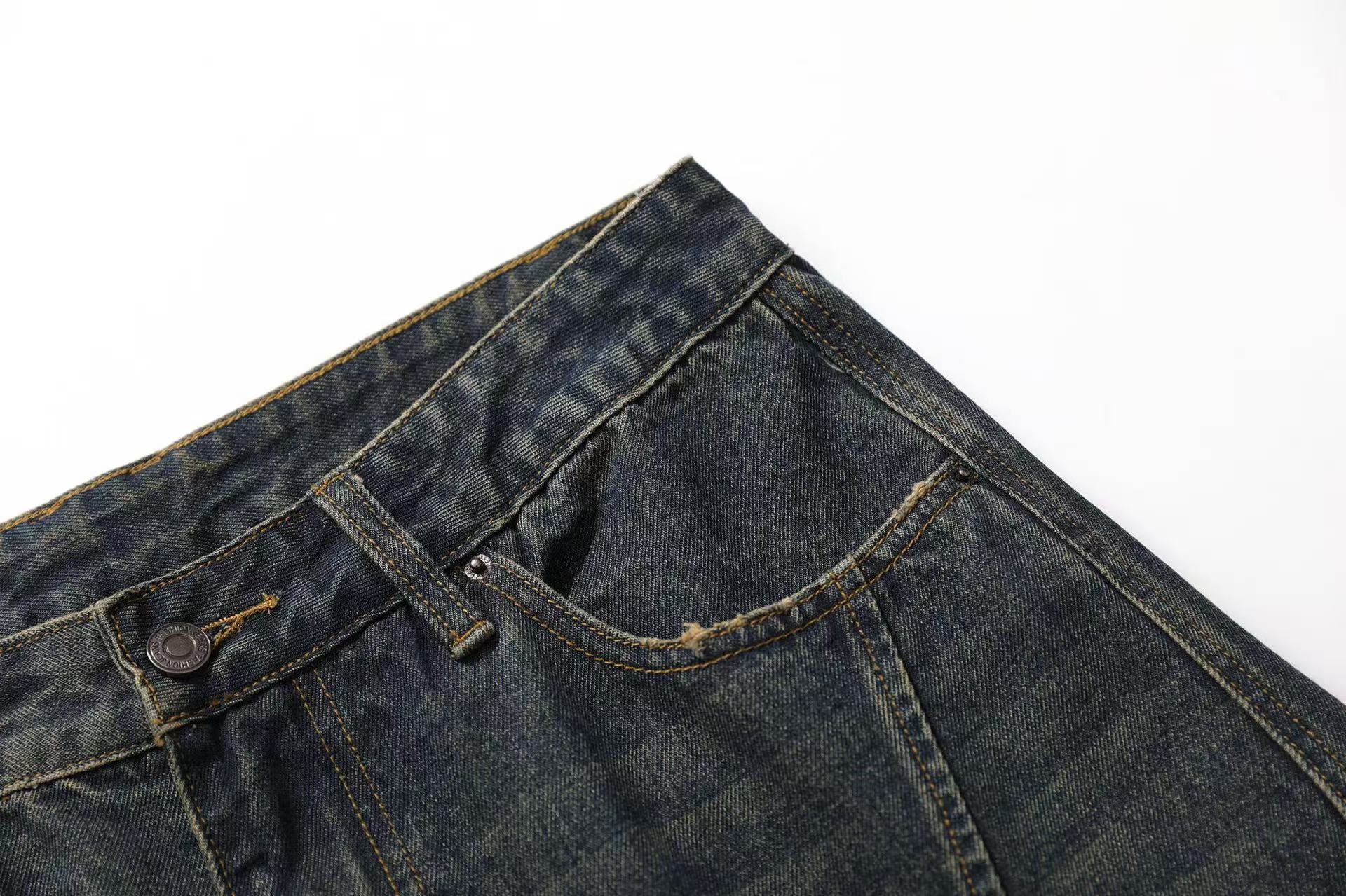 Distressed Washed Wide-Leg Jorts