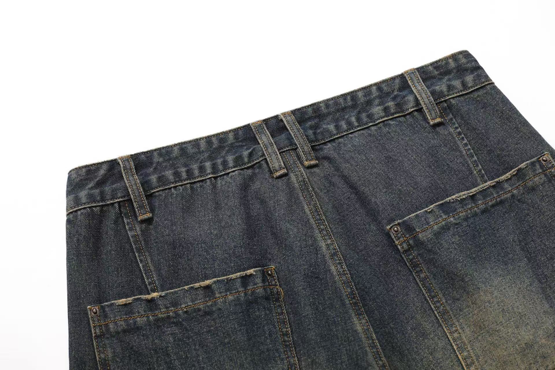 Distressed Washed Wide-Leg Jorts