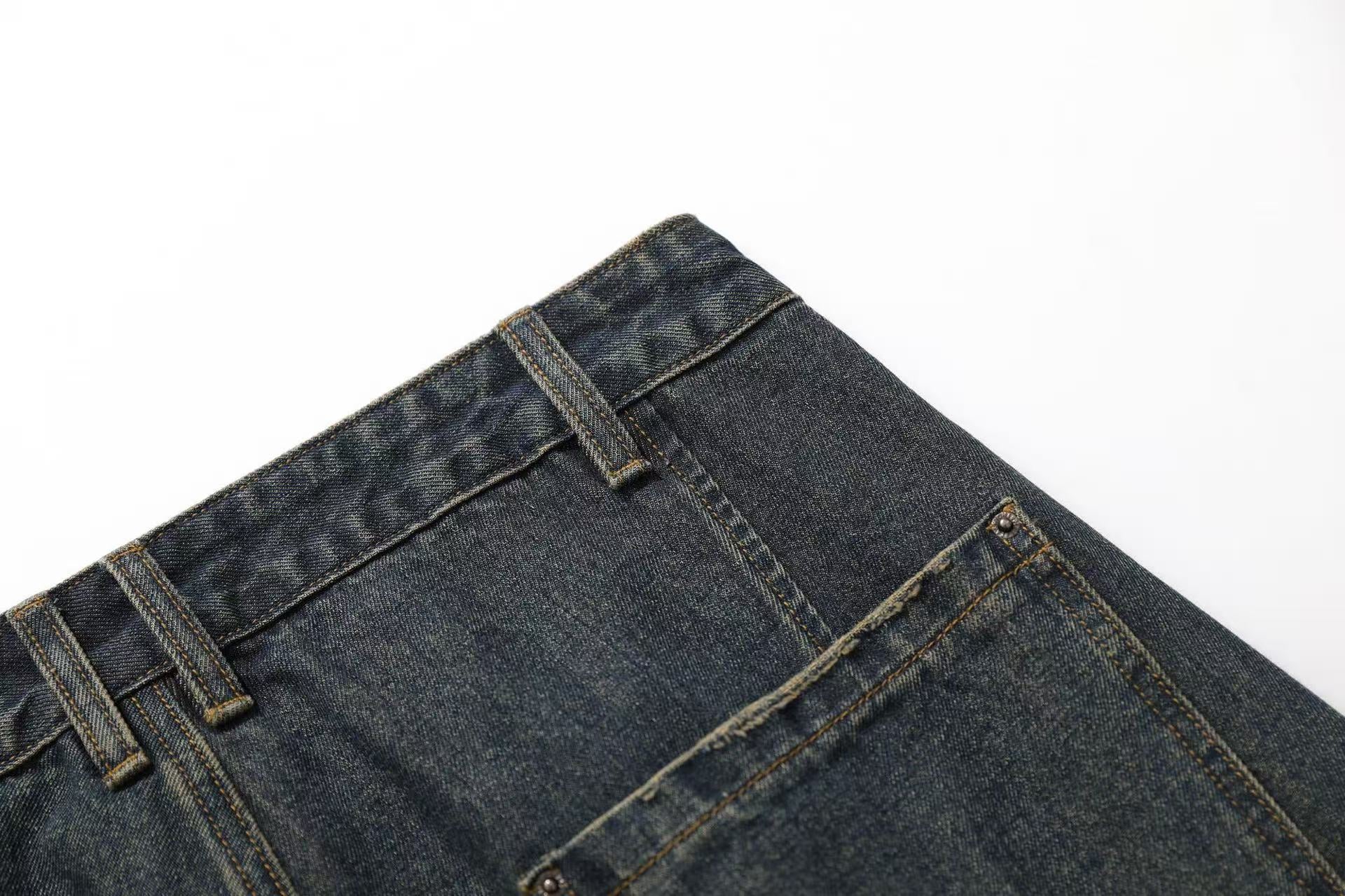 Distressed Washed Wide-Leg Jorts