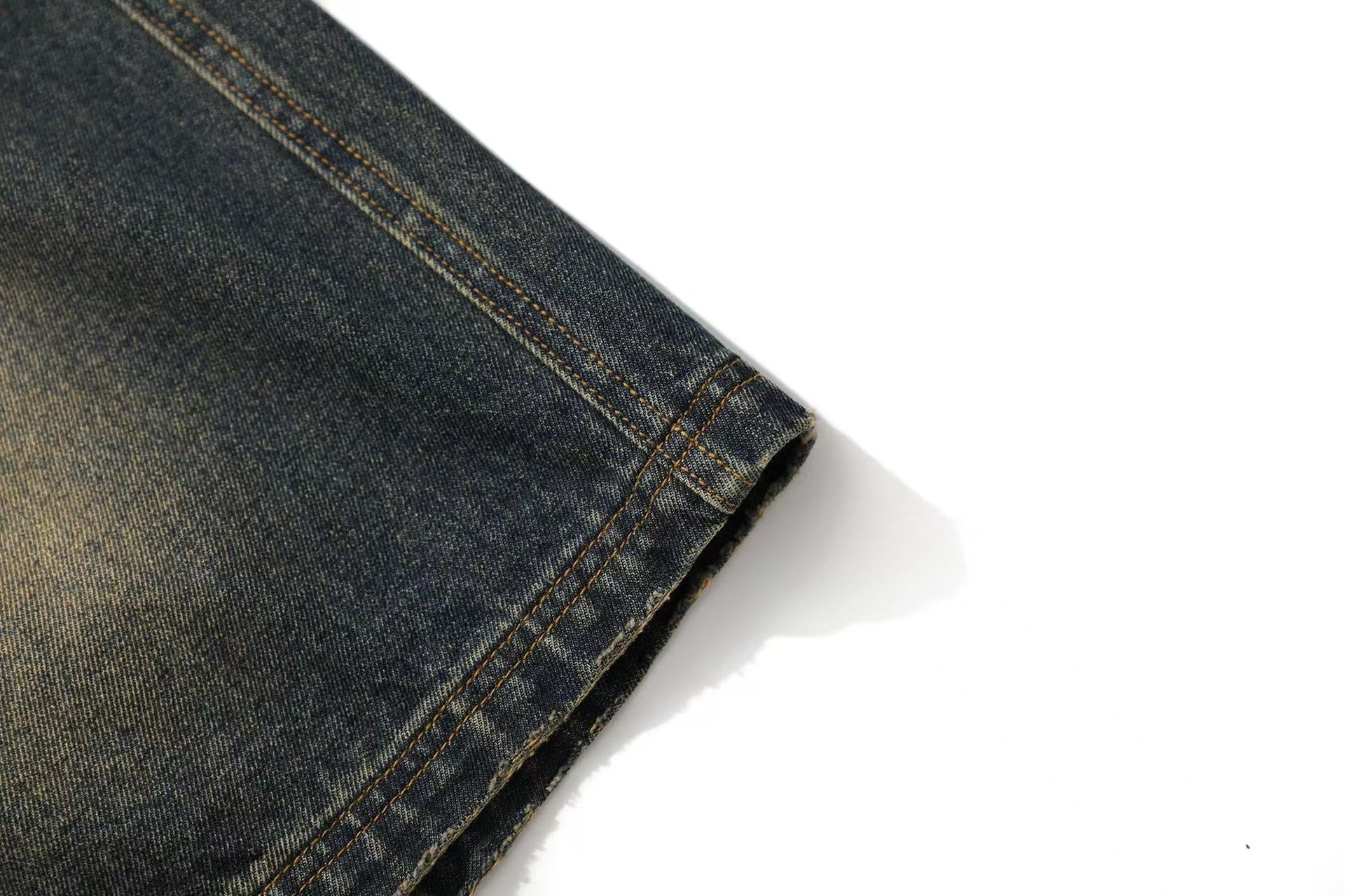 Distressed Washed Wide-Leg Jorts