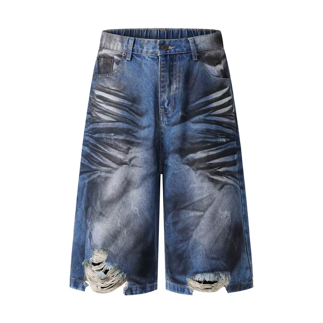 Distressed Vintage Washed Baggy Wide-Leg Jorts