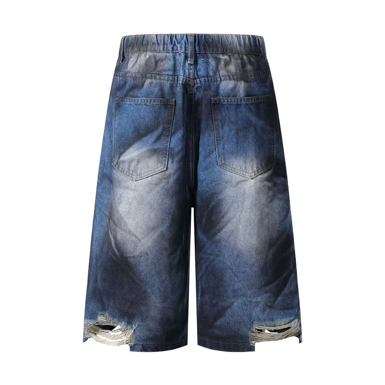 Distressed Vintage Washed Baggy Wide-Leg Jorts