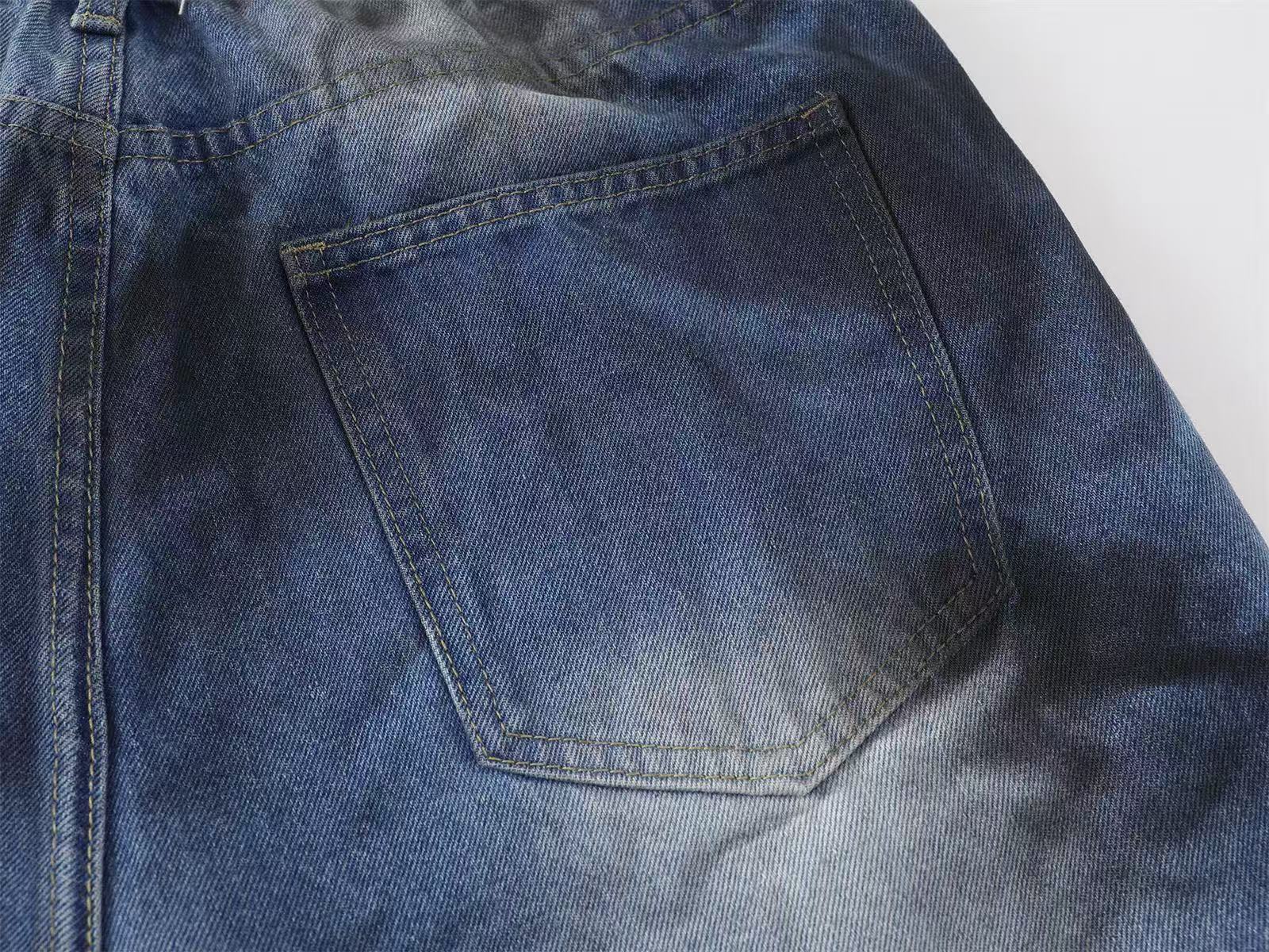 Distressed Vintage Washed Baggy Wide-Leg Jorts