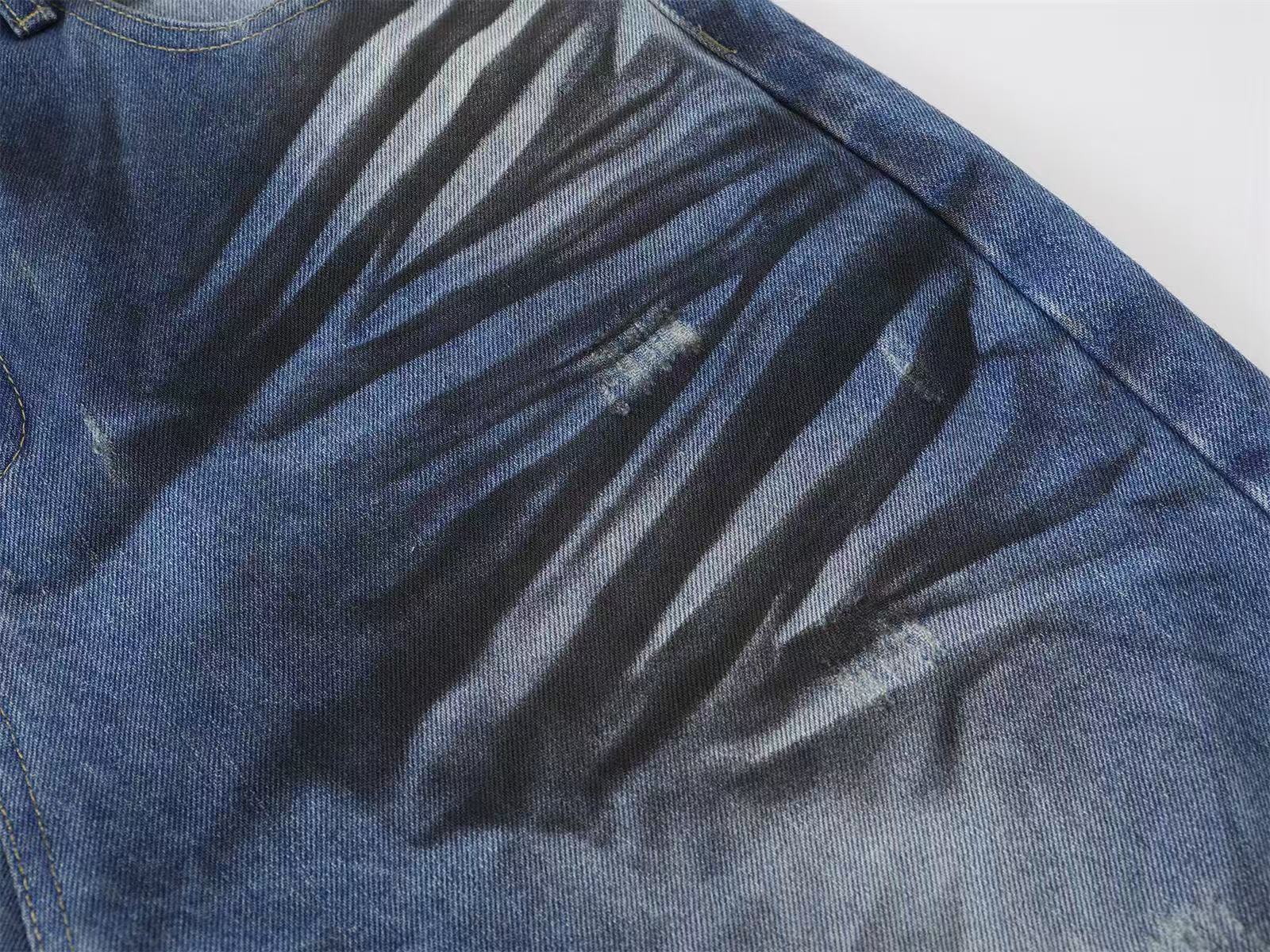 Distressed Vintage Washed Baggy Wide-Leg Jorts