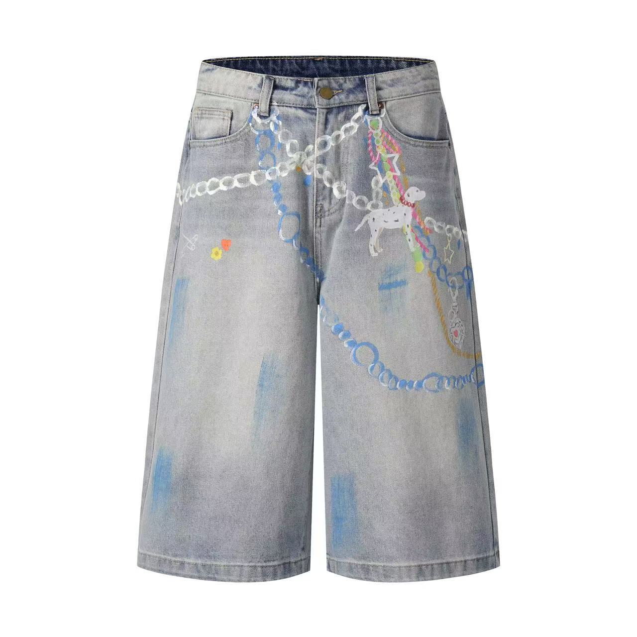 3D Print Dog Graphic Wide-Leg Jorts