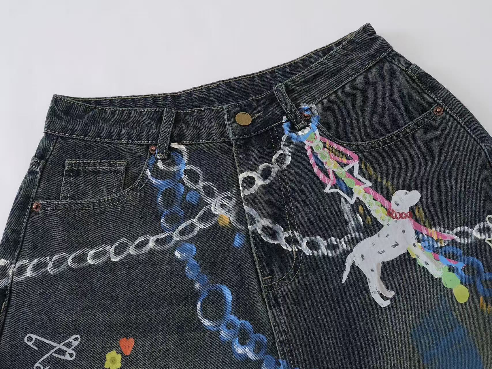 3D Print Dog Graphic Wide-Leg Jorts