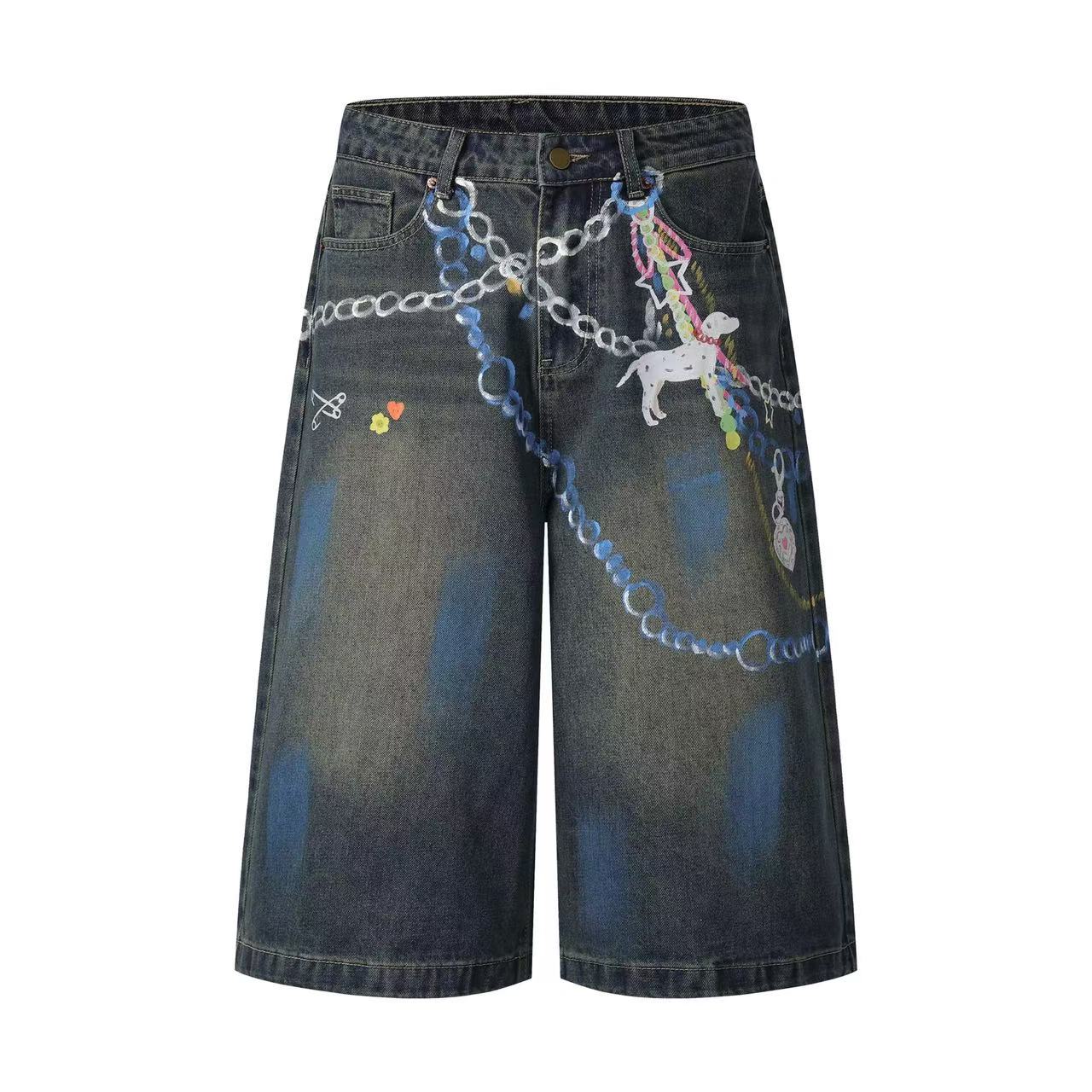 3D Print Dog Graphic Wide-Leg Jorts