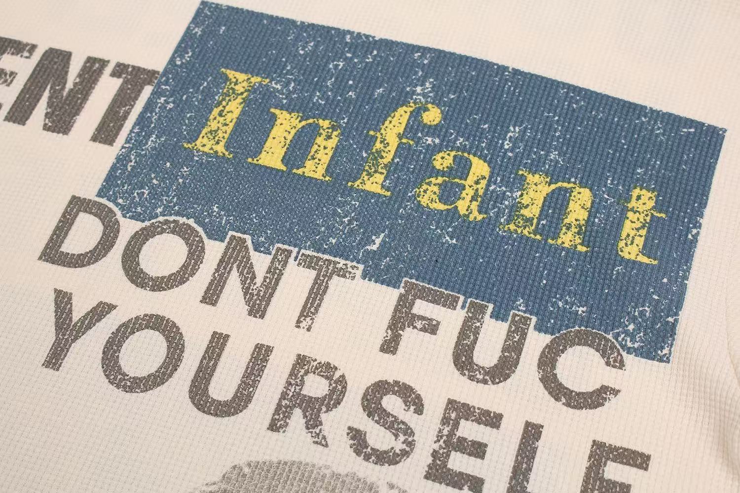 Streetwear Waffle Knit Slogan Print T-Shirt