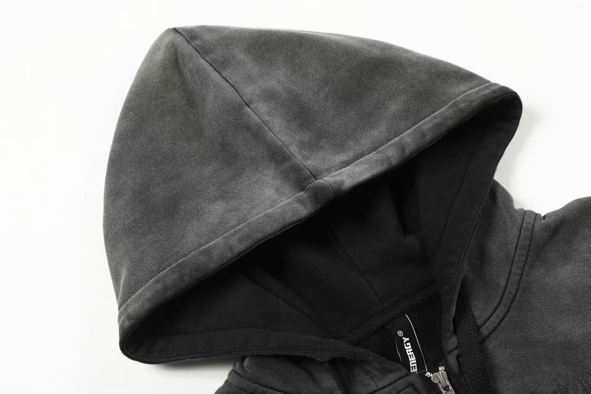 Wash Gradient 23 Plaid Patch Zip-Up Hoodie