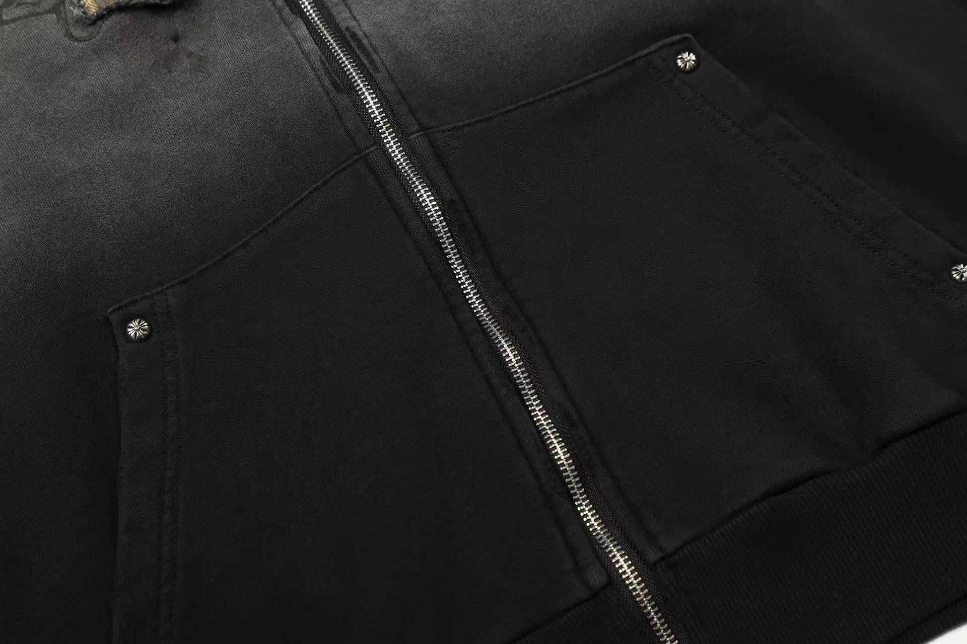 Wash Gradient 23 Plaid Patch Zip-Up Hoodie