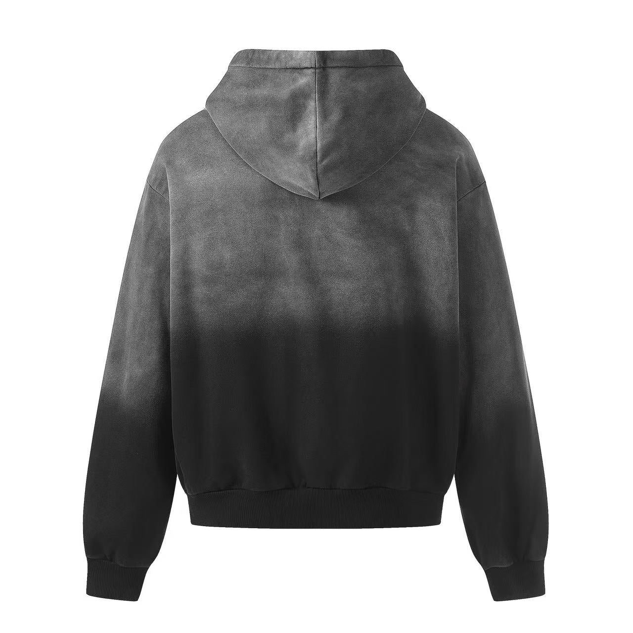 Wash Gradient 23 Plaid Patch Zip-Up Hoodie