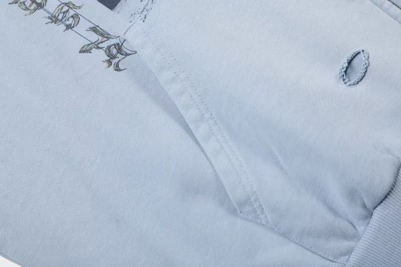 Vintage Wash Graffiti Print Zip-Up Hoodie