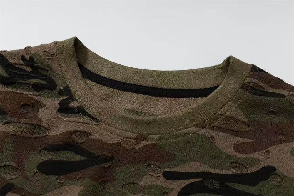 Distressed Camo Sleeveless Tank Top