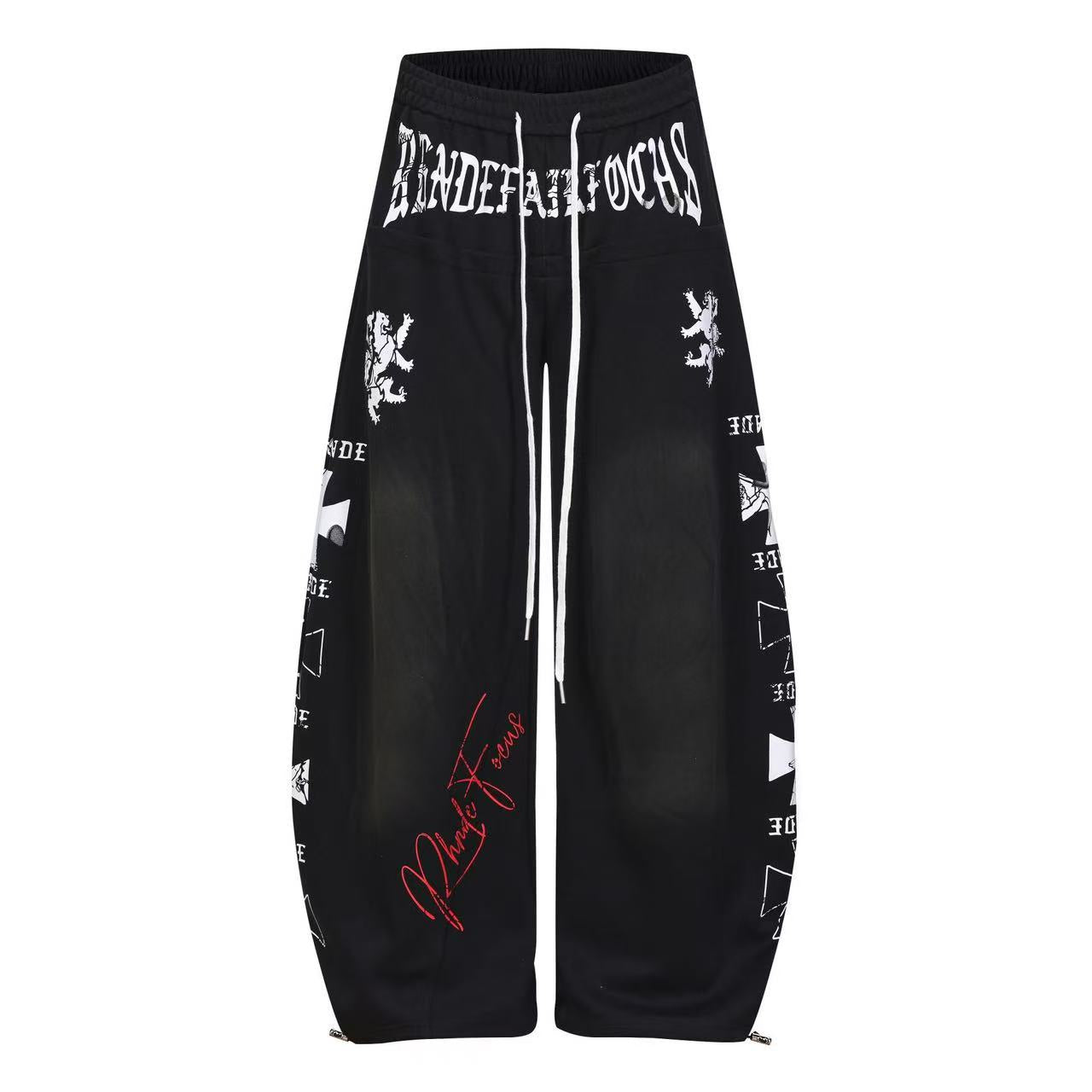 Undefined Focus Gothic Print Wide-Leg Sweatpants