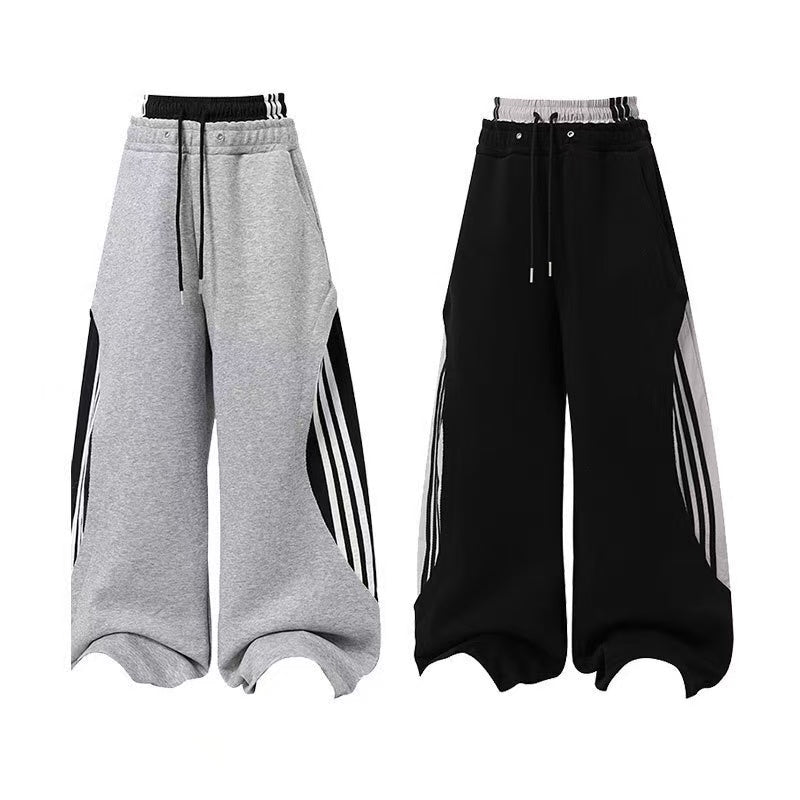 Streetwear Side Stripe Baggy Wide-Leg Sweatpants