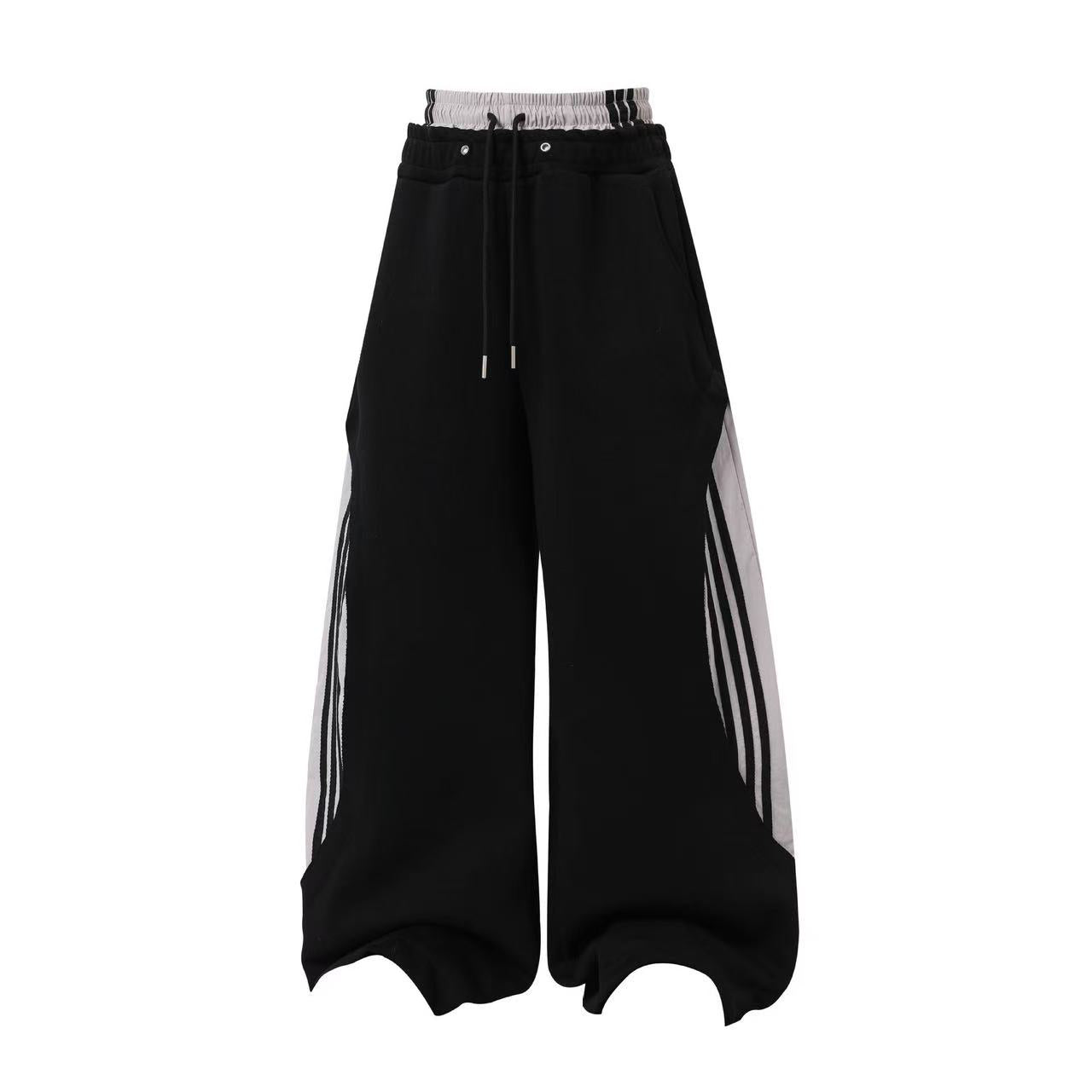 Streetwear Side Stripe Baggy Wide-Leg Sweatpants