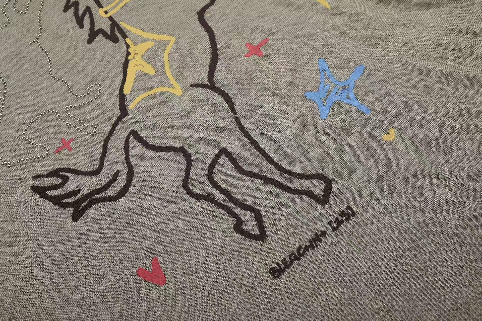 Streetwear Horse Sketch Graphic Long Sleeve