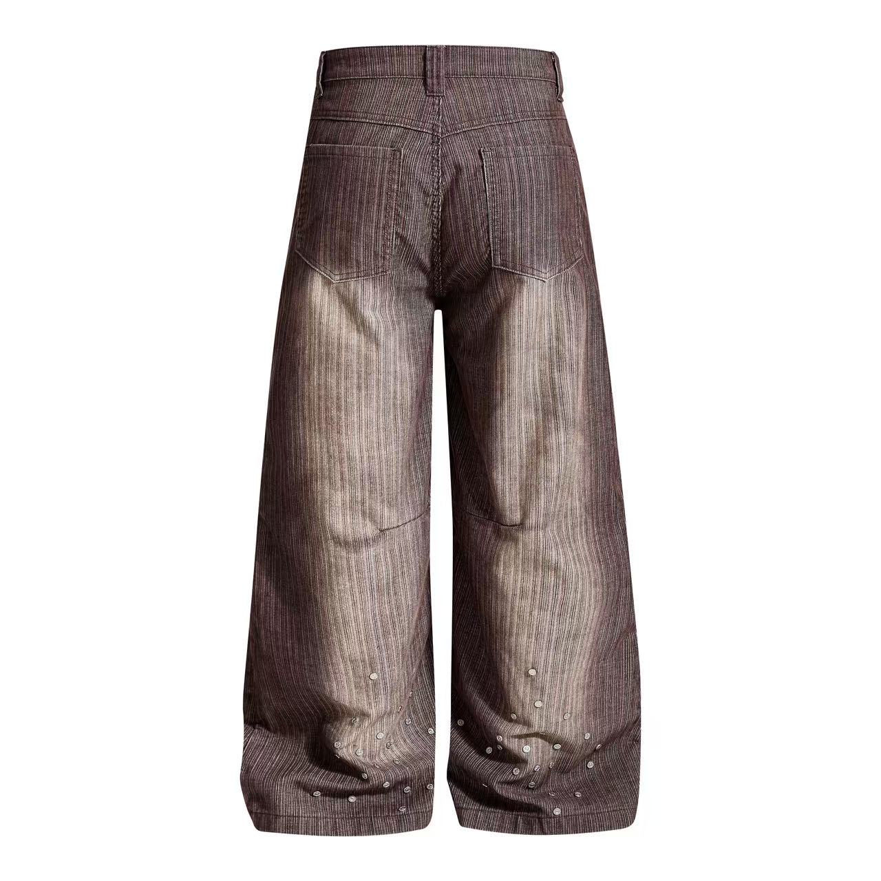 Gradient Wash Striped Baggy Wide-Leg Jeans