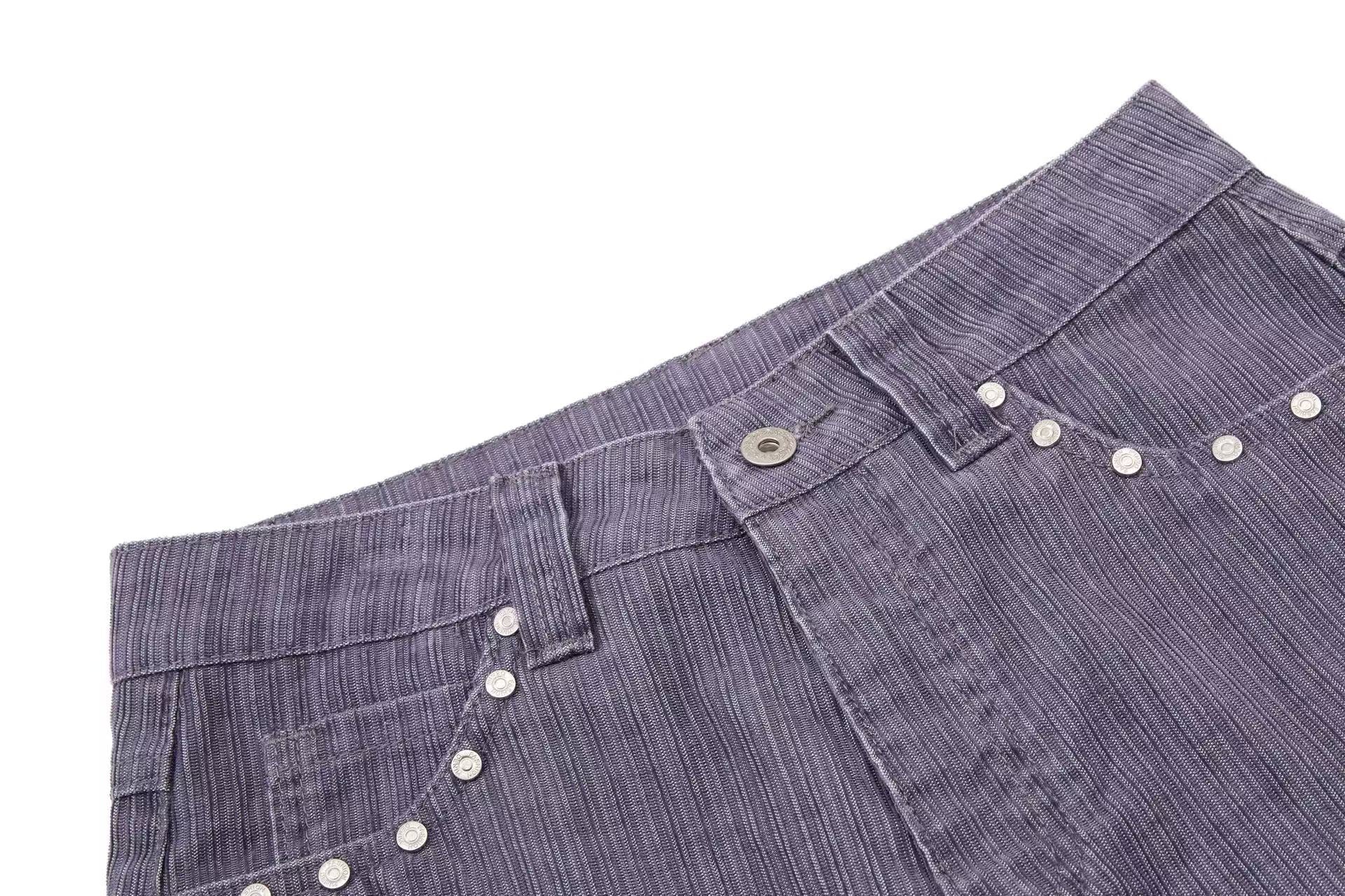 Gradient Wash Striped Baggy Wide-Leg Jeans
