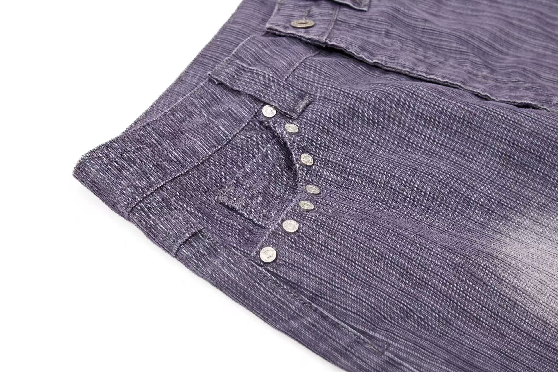 Gradient Wash Striped Baggy Wide-Leg Jeans