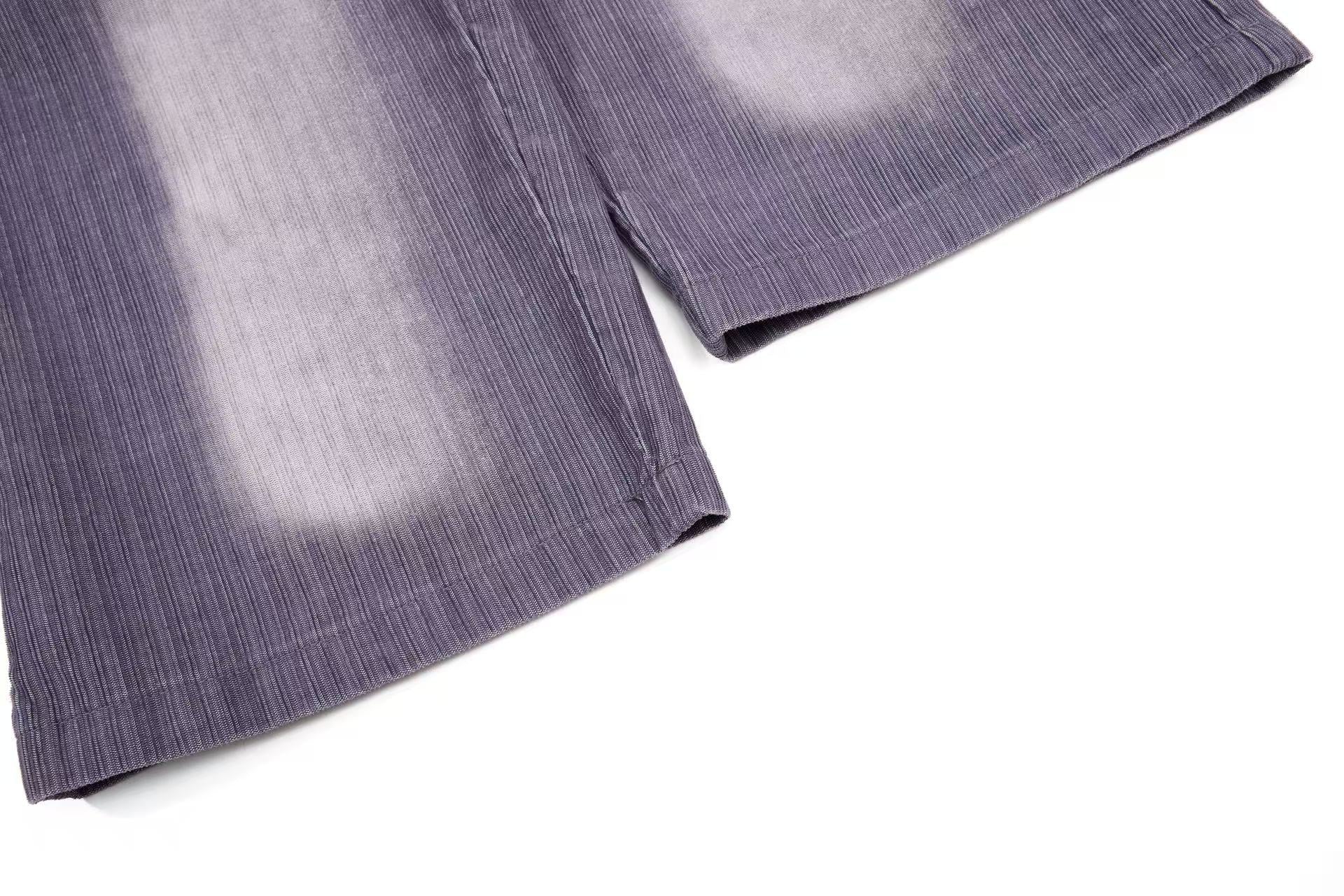 Gradient Wash Striped Baggy Wide-Leg Jeans