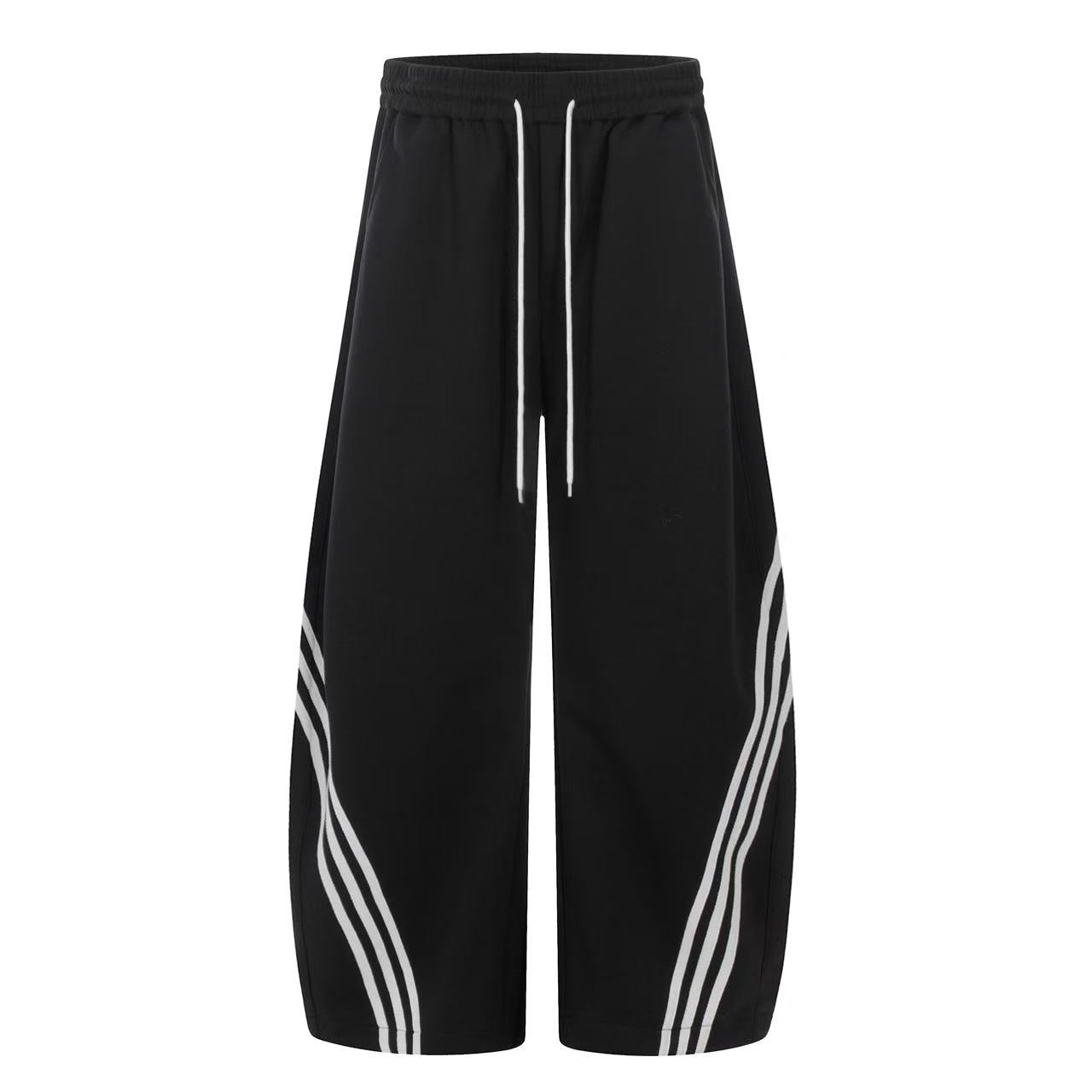 Retro Side Stripe Baggy Wide-Leg Sweatpants
