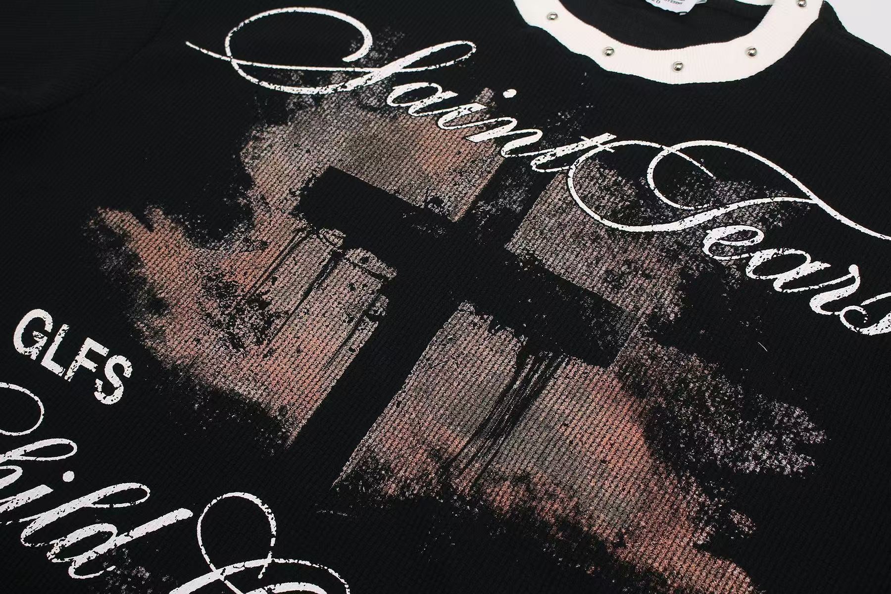 Saint Tears Cross Print Waffle Knit T-Shirt