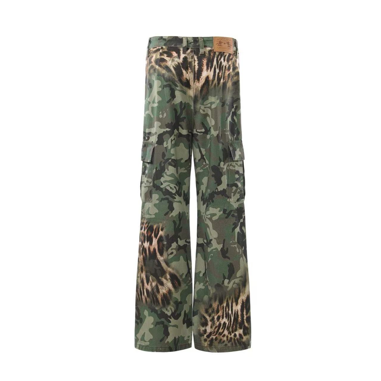 Camo & Leopard Print Multi-Pocket Jeans