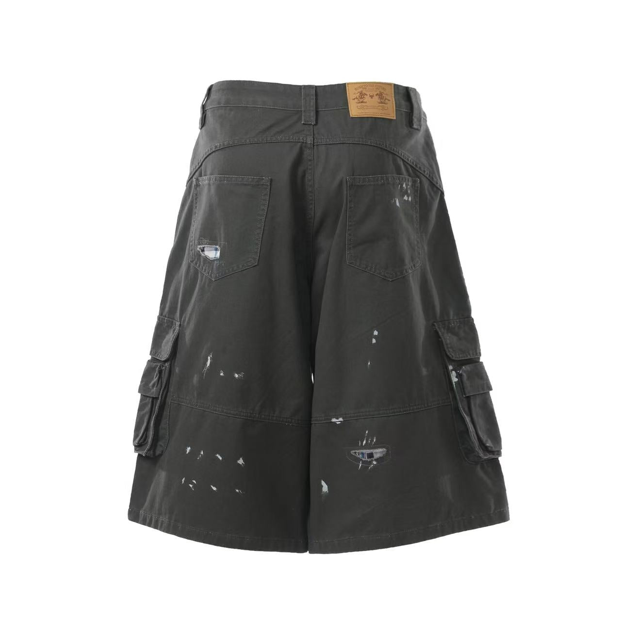 Distressed Vintage Wide-Leg Cargo Jorts