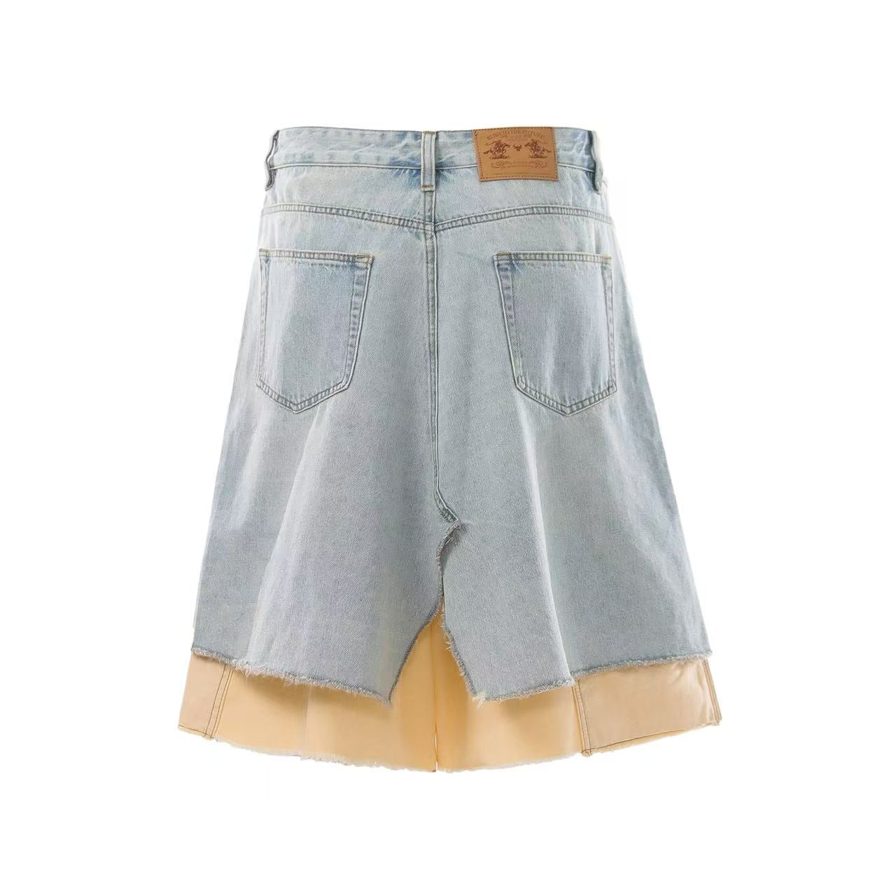 Vintage Washed Double-Layer Wide-Leg Jorts