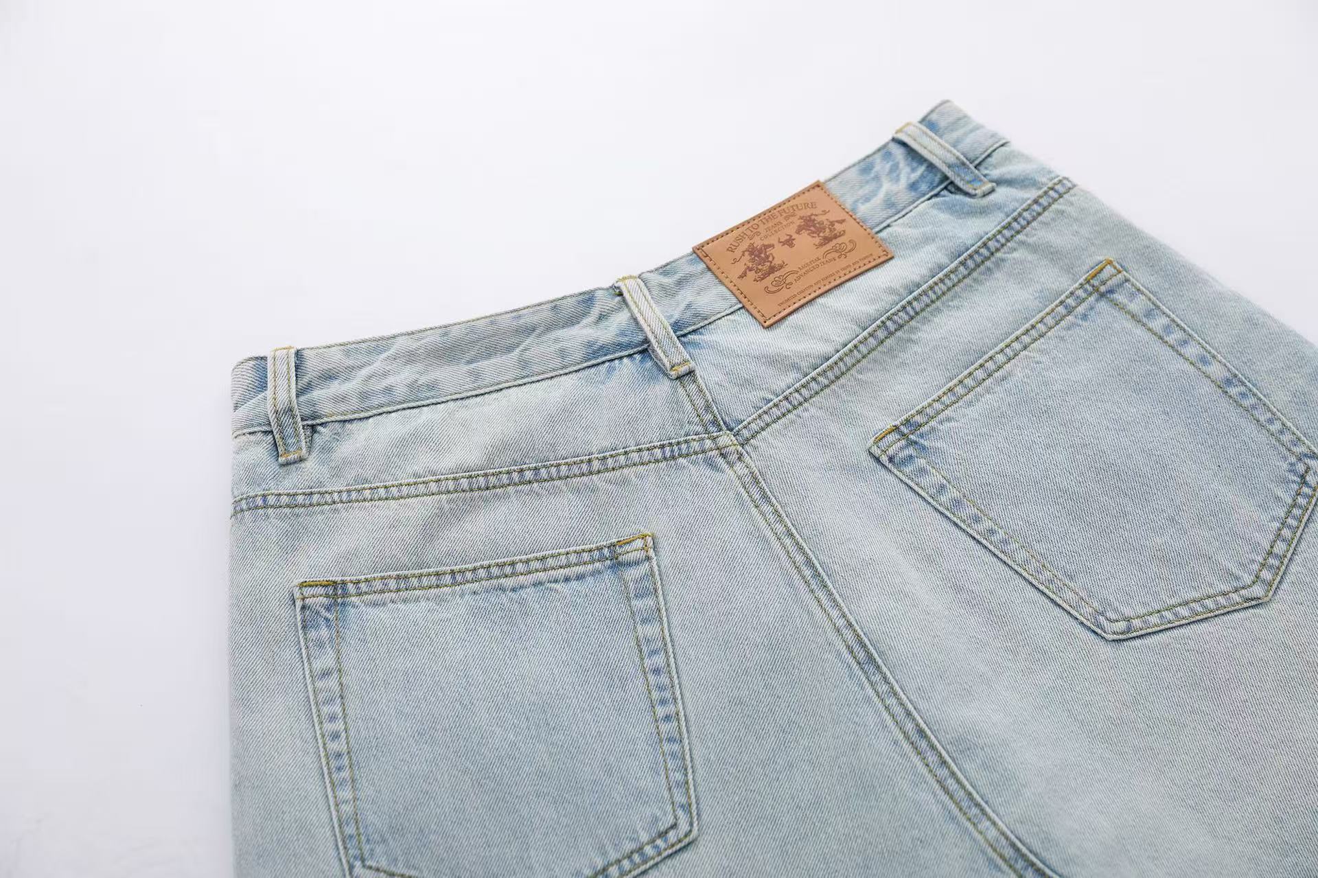 Vintage Washed Double-Layer Wide-Leg Jorts