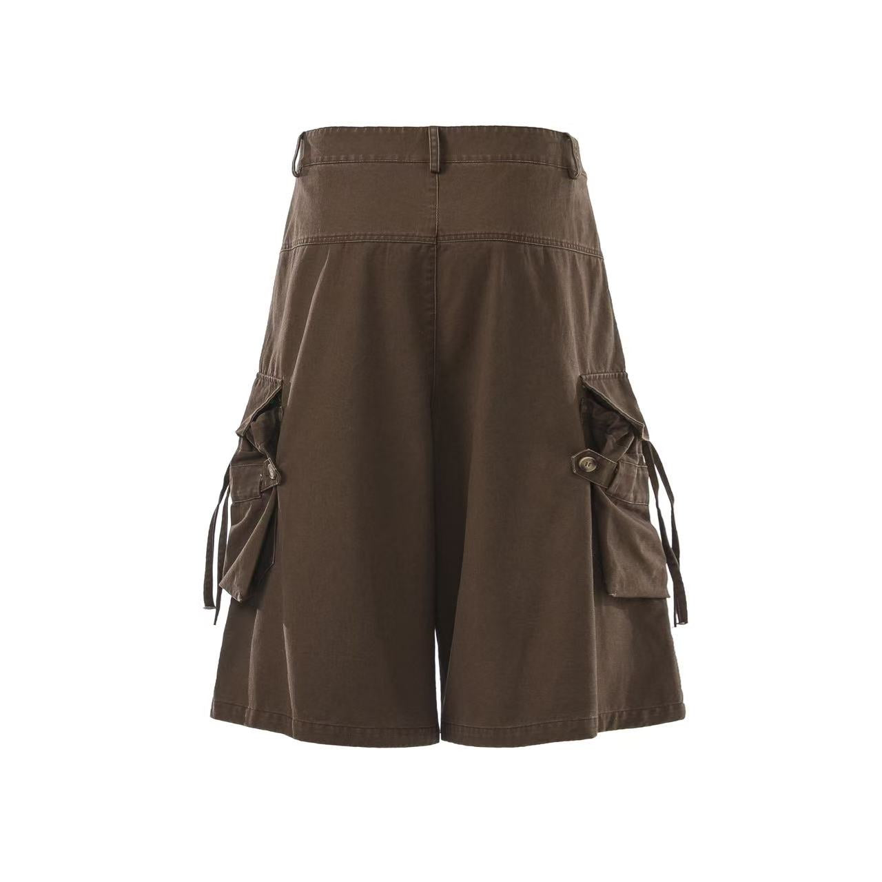 Cuffed Multi-Pocket Drawstring Cargo Jorts