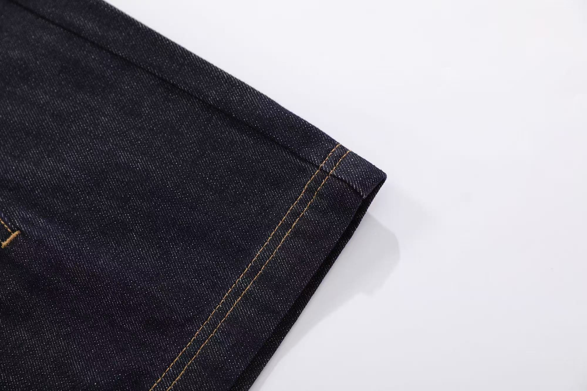 Contrast Stitching Wide-Leg Denim Jorts