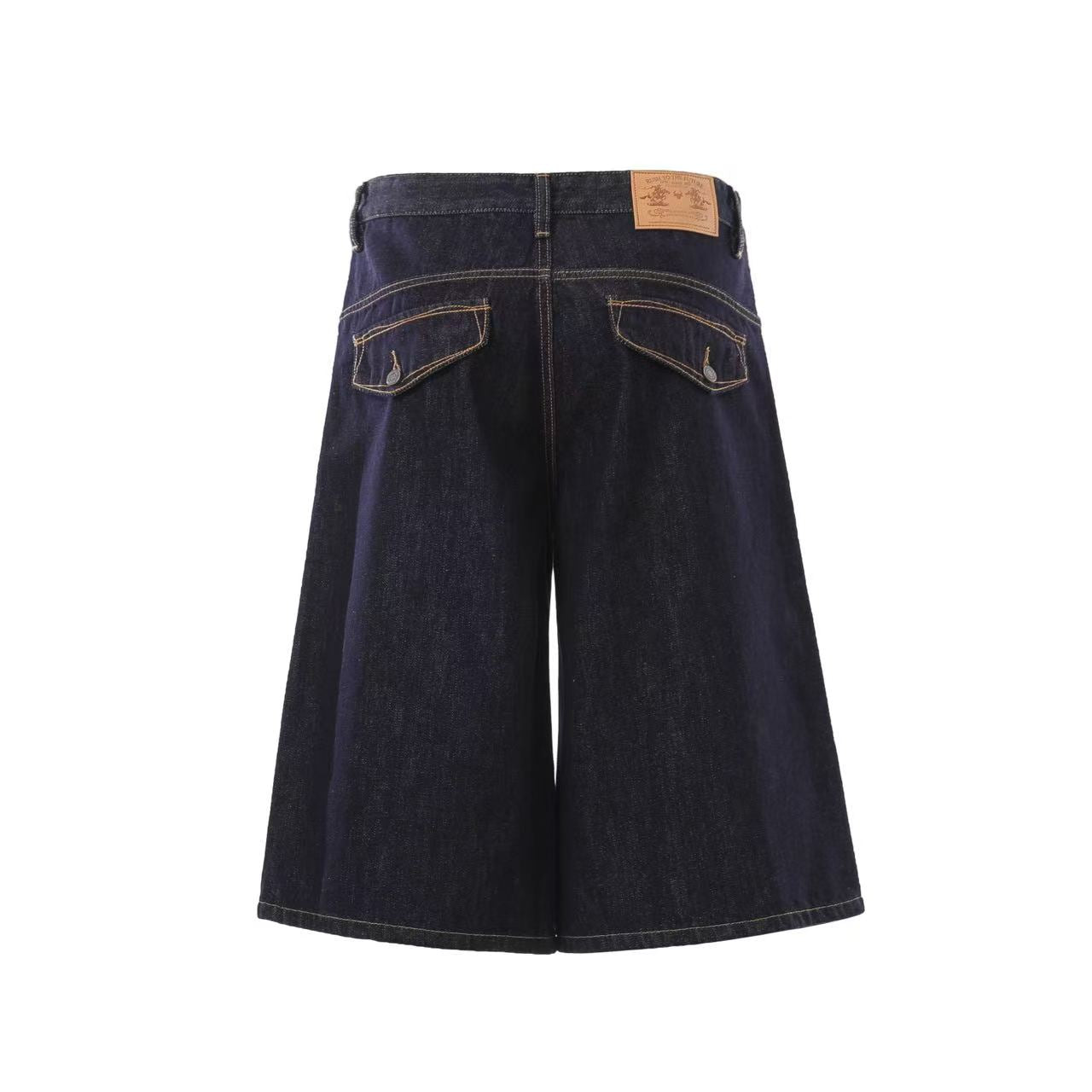 Heart Stitching Wide-Leg Denim Jorts
