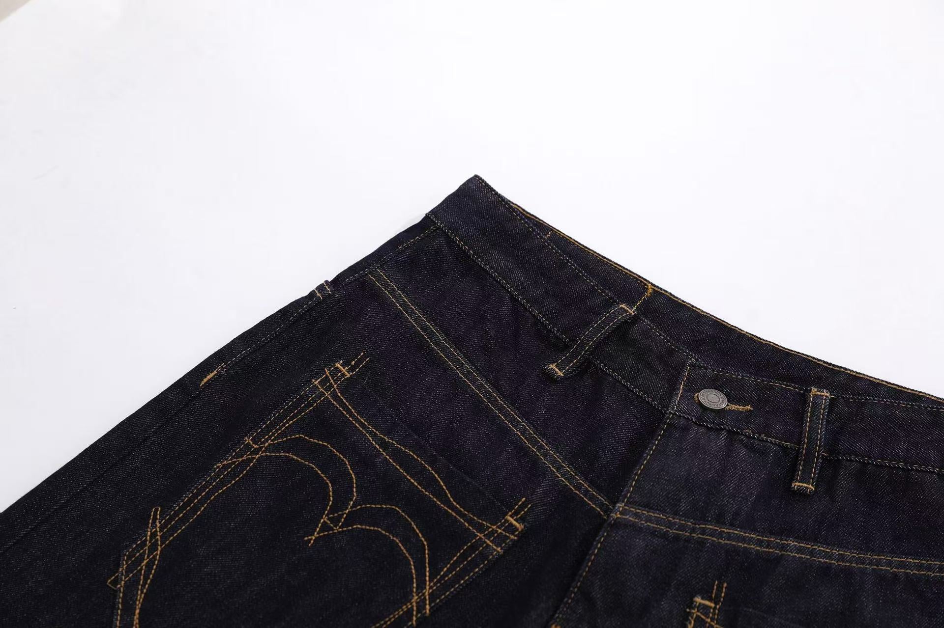 Heart Stitching Wide-Leg Denim Jorts