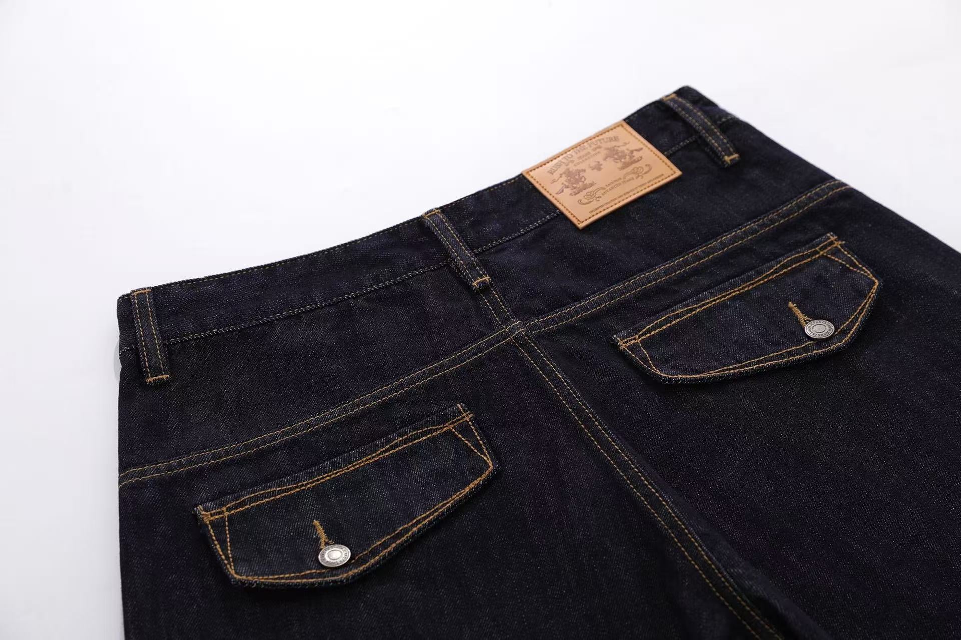 Heart Stitching Wide-Leg Denim Jorts