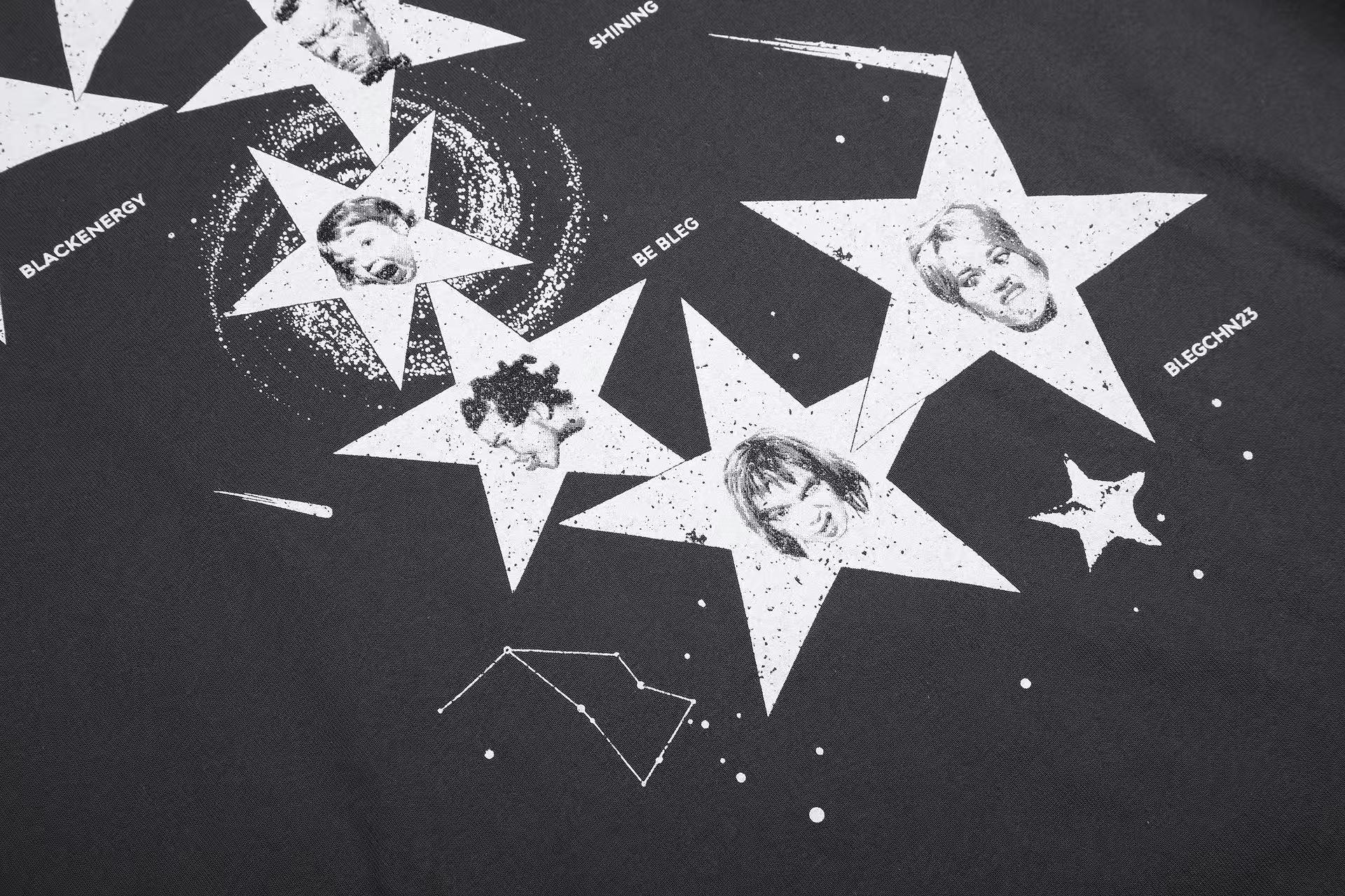 Distressed Star Faces Raglan Long Sleeve