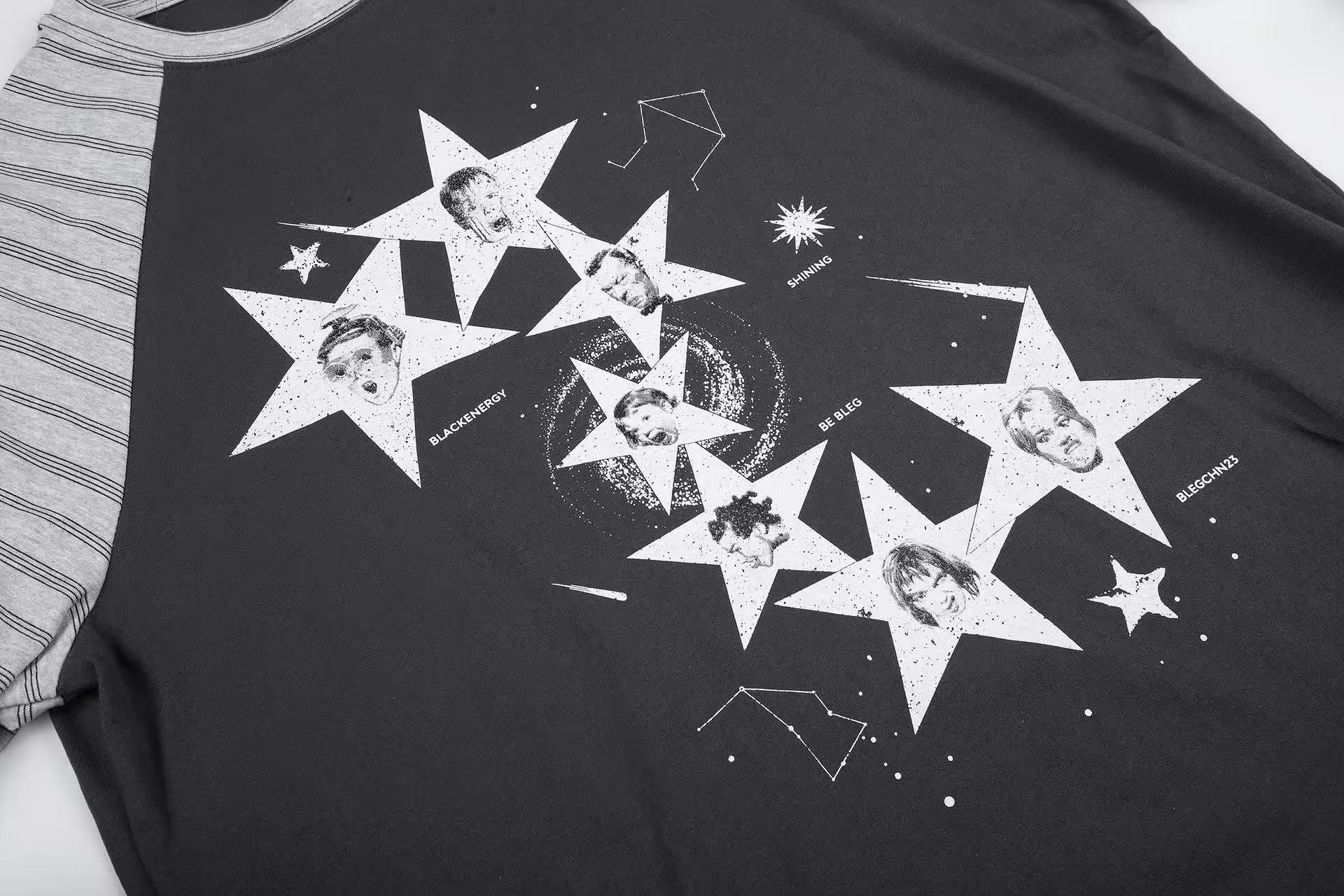 Distressed Star Faces Raglan Long Sleeve