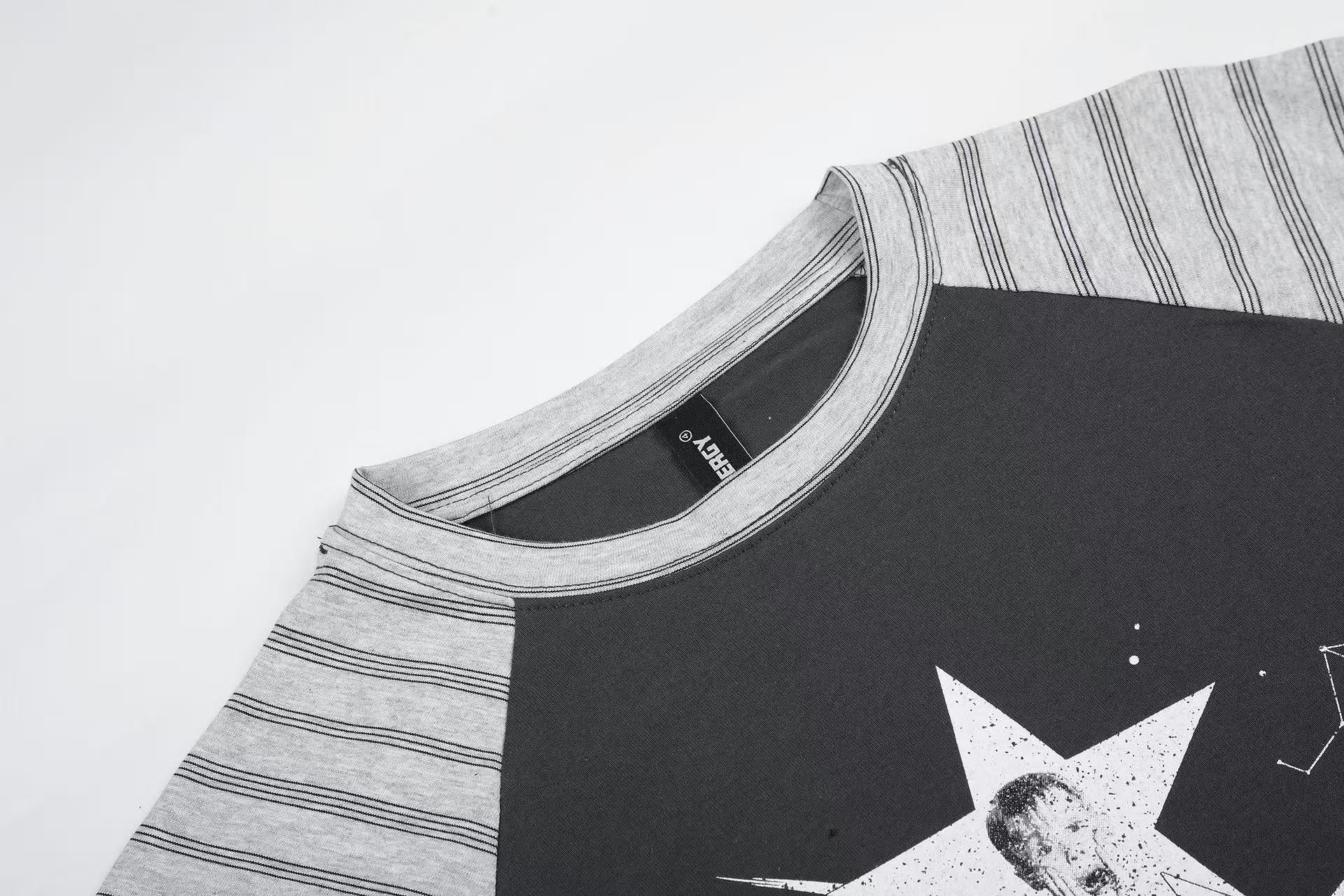 Distressed Star Faces Raglan Long Sleeve