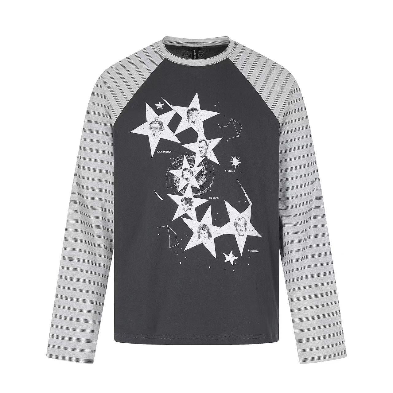 Distressed Star Faces Raglan Long Sleeve