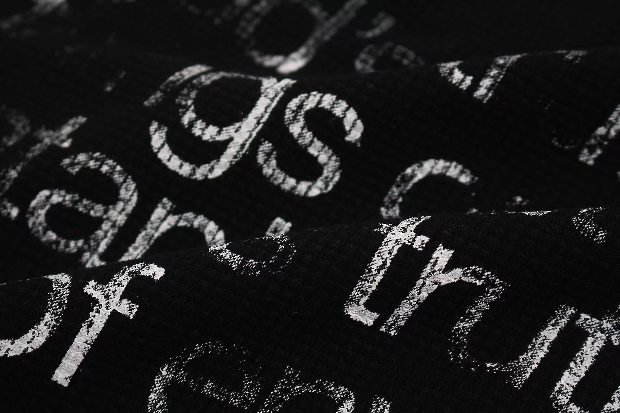Dark Gothic Stud Cross Text Print T-Shirt