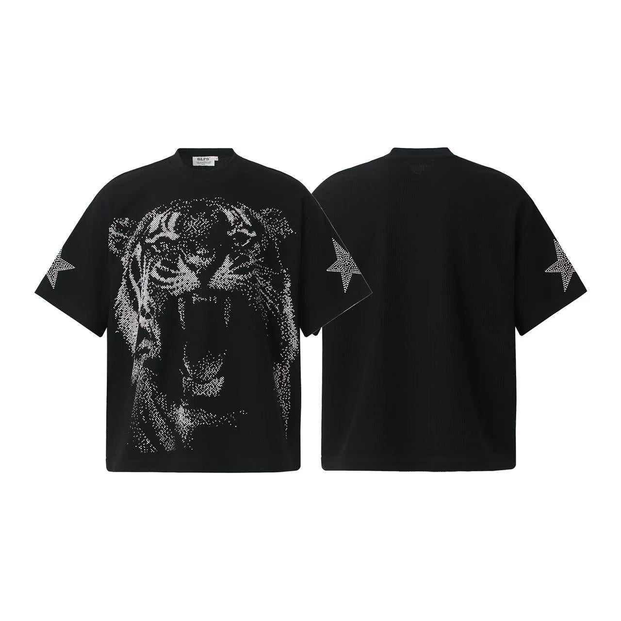 Streetwear Waffle Tiger Graphic Print T-Shirt