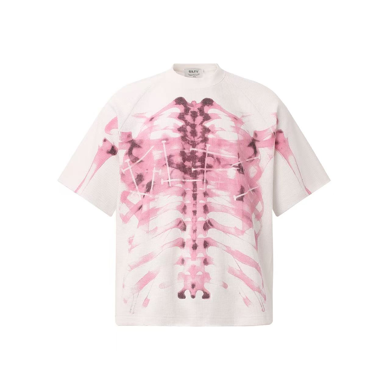 Streetwear Waffle Nail Through Skeleton Print T-Shirt