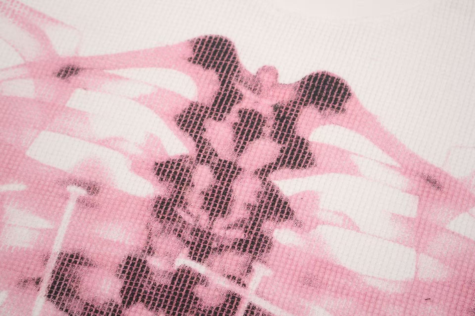Streetwear Waffle Nail Through Skeleton Print T-Shirt